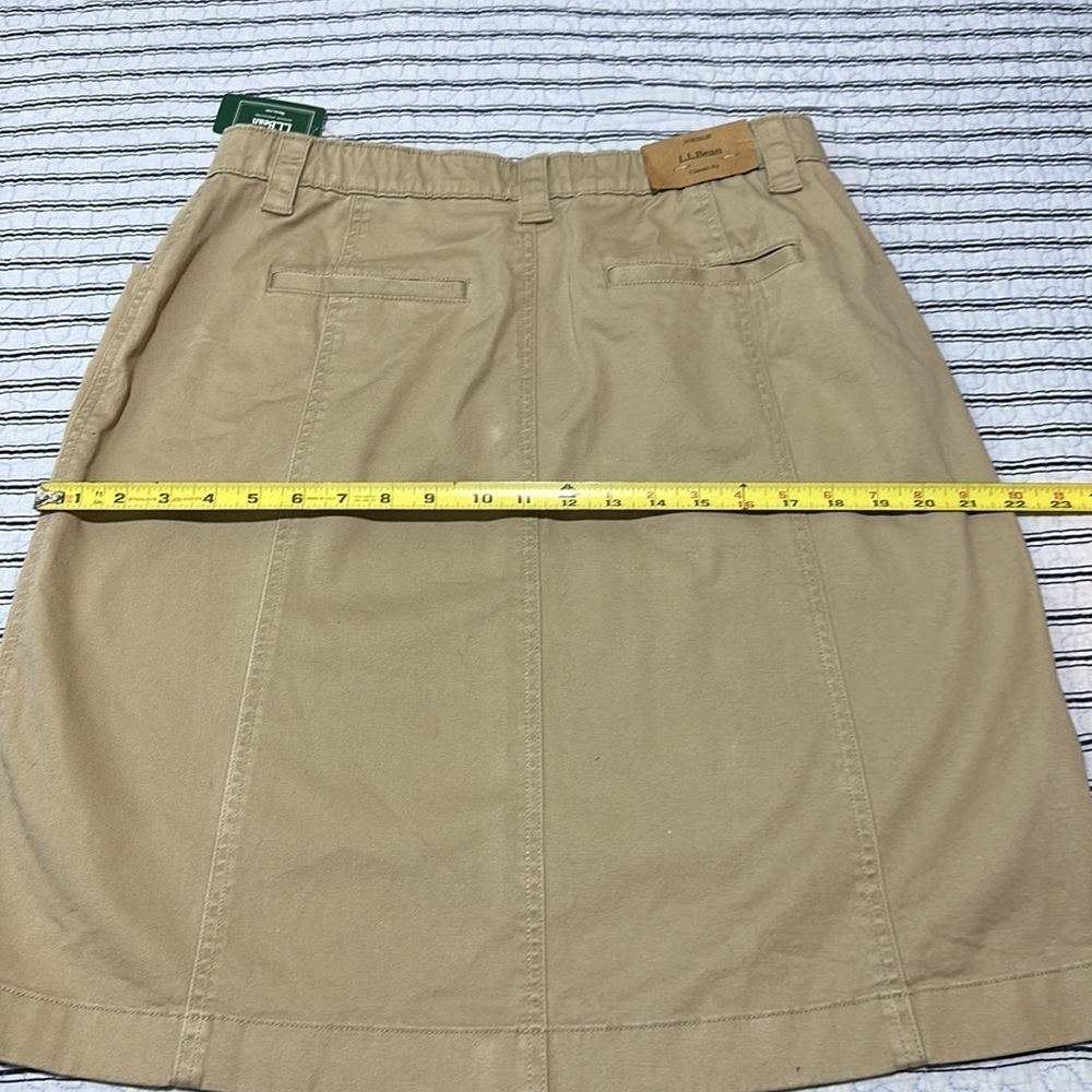 NWT L.L.Bean Skirt Khaki Classic Fit A Line Elastic Waistband Pockets size 14 R - Picture 12 of 16